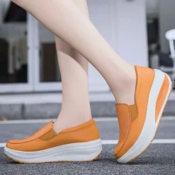 Frauen Ladung Schlupfen Lassige Schuhe Damen Pu Leder Arbeiten Plattform