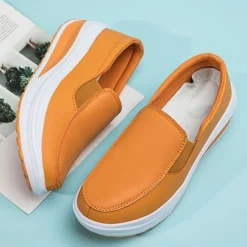 Frauen Ladung Schlupfen Lassige Schuhe Damen Pu Leder Arbeiten Plattform