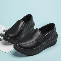 Frauen Ladung Schlupfen Lassige Schuhe Damen Pu Leder Arbeiten Plattform