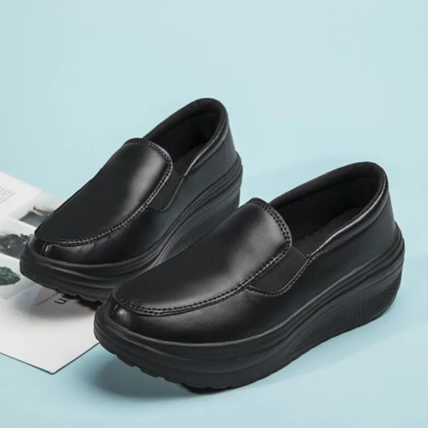 Frauen Ladung Schlupfen Lassige Schuhe Damen Pu Leder Arbeiten Plattform