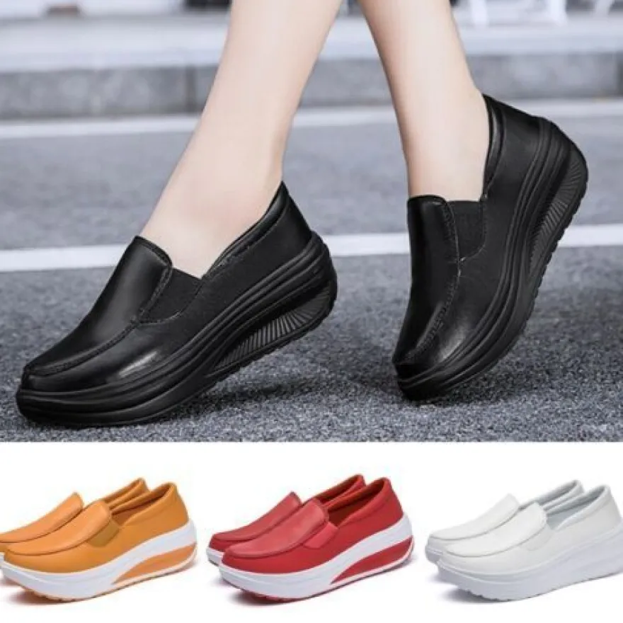 Frauen Ladung Schlupfen Lassige Schuhe Damen Pu Leder Arbeiten Plattform