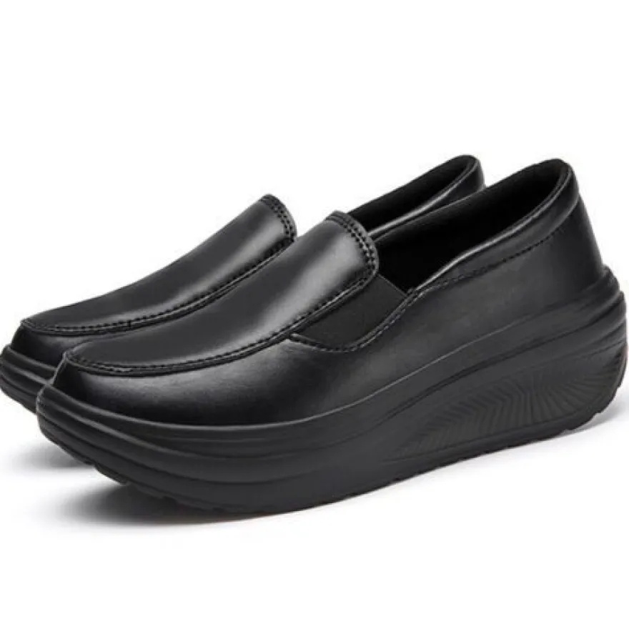 Frauen Ladung Schlupfen Lassige Schuhe Damen Pu Leder Arbeiten Plattform