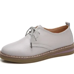 Frauen Mokassins Schnursenkel Wohnungen Damen Einfarbig Im Freien Slip On