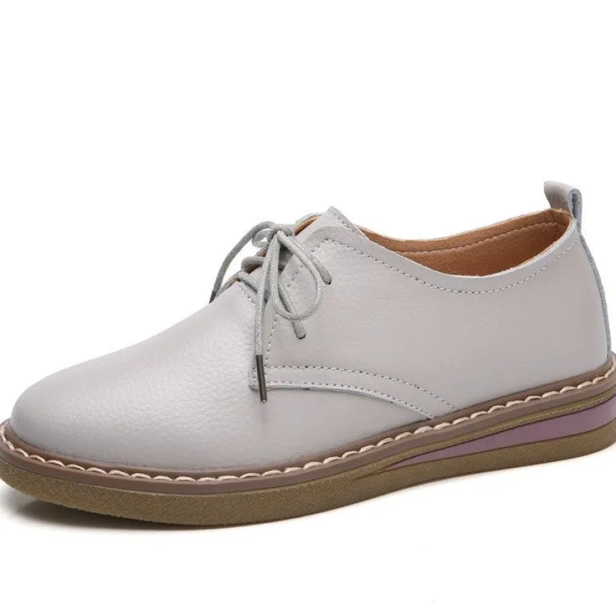 Frauen Mokassins Schnursenkel Wohnungen Damen Einfarbig Im Freien Slip On