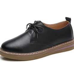 Frauen Mokassins Schnursenkel Wohnungen Damen Einfarbig Im Freien Slip On