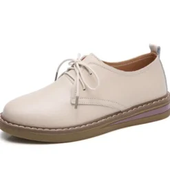Frauen Mokassins Schnursenkel Wohnungen Damen Einfarbig Im Freien Slip On