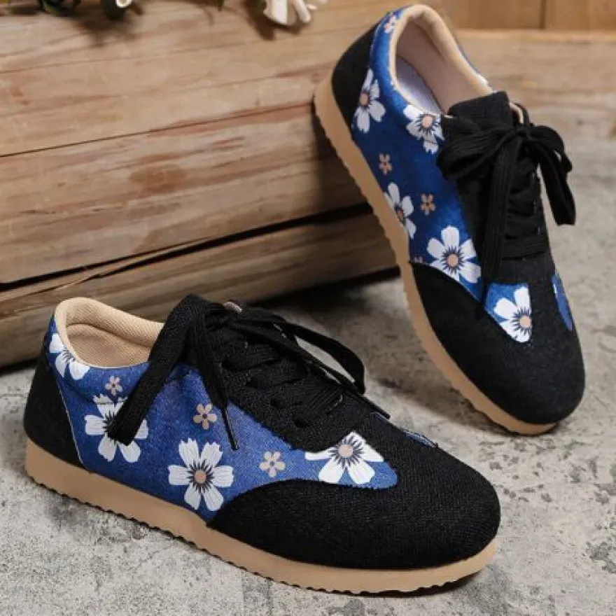 Frauen Wohnungen Blumen Turnschuhe Damen Atmungsaktiv Draussen Schnuren
