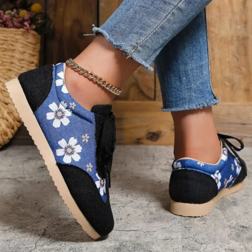 Frauen Wohnungen Blumen Turnschuhe Damen Atmungsaktiv Draussen Schnuren