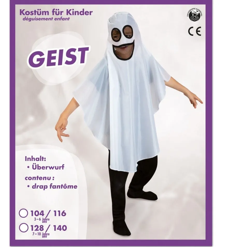 FRIES Geist Spucky Kinder Umhang Haube Halloween Gespenst 104-140