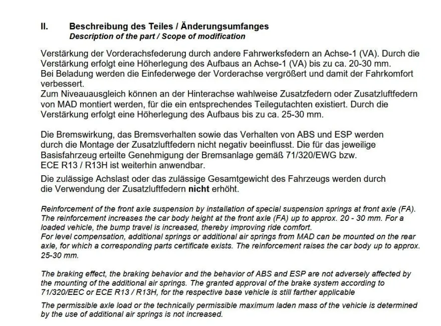 für Transit VII V363 4x4 Allradantrieb MAD verstärkte Höherlegungsfedern 30mm VA