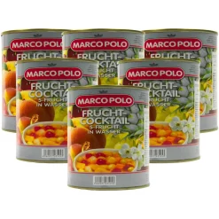 5-Frucht-Cocktail in Wasser 6 Dosen Füllmenge 820g ATG 500g