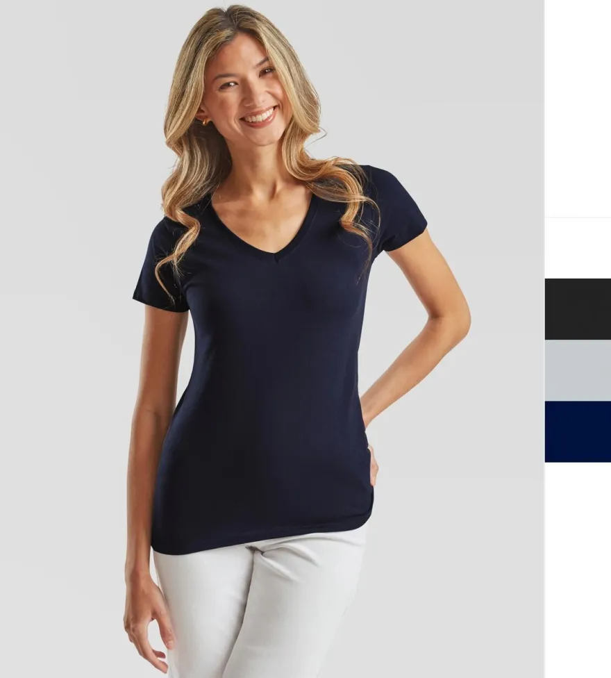 Fruit of the Loom Damen T-Shirt Lady-Fit Valueweight V-Neck 61-398-0 NEU