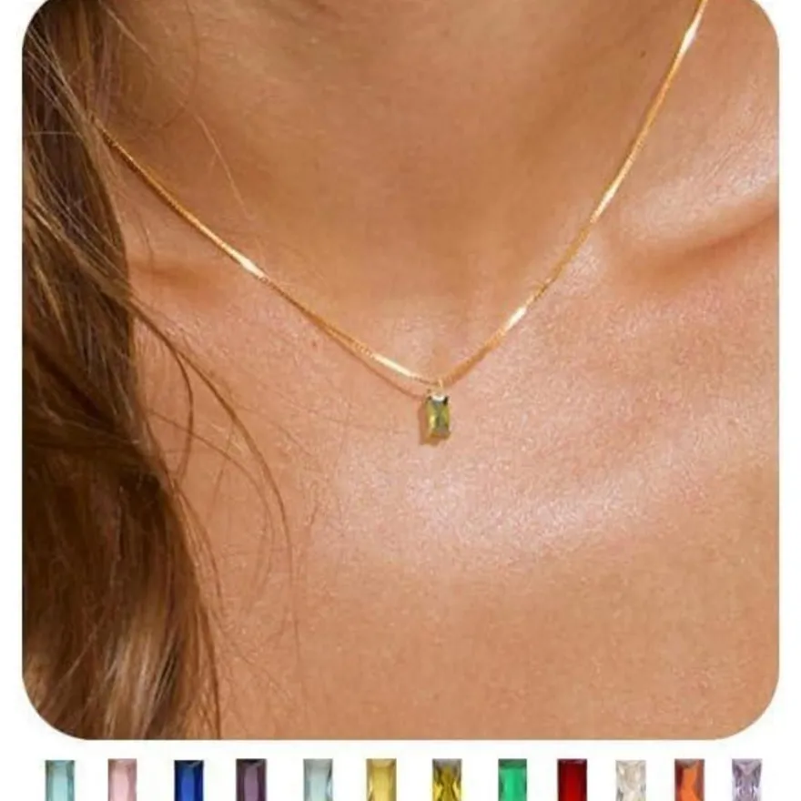 FUNEIA Damen Halskette 14K Vergoldet/925 Sterling Silber mit Geburtsstein