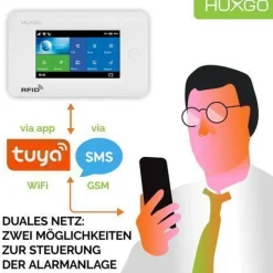 Funk Alarmanlage Set WiFi + GSM 4G LTE mit Sirene, 5x Tür- Fenstersensor HXA006