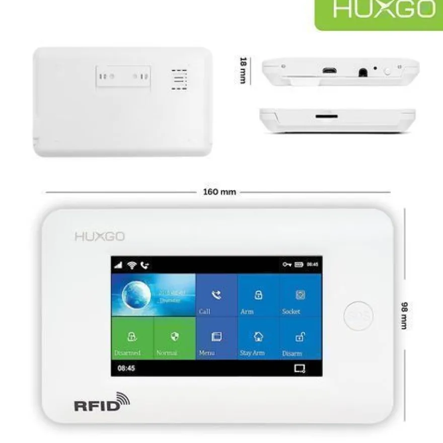 Funk Alarmanlage Set WiFi + GSM 4G LTE mit Sirene, 5x Tür- Fenstersensor HXA006