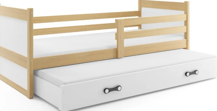 Funktionsbett RICO 190x80cm KIEFER + 2. Farbe mit Lattenroste und Matratzen