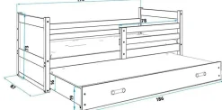 Funktionsbett RICO 190x80cm KIEFER + 2. Farbe mit Lattenroste und Matratzen