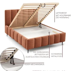 Furnistar Polsterbett LINO mit Bettkasten, Doppelbett mit Stauraum und Lattenrost