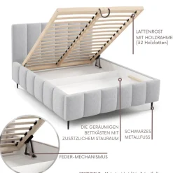 Furnistar Polsterbett LINO mit Bettkasten, Doppelbett mit Stauraum und Lattenrost