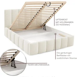 Furnistar Polsterbett LINO mit Bettkasten, Doppelbett mit Stauraum und Lattenrost