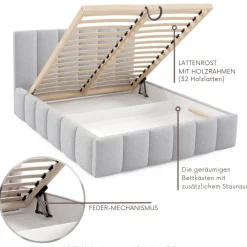 Furnistar Polsterbett LINO mit Bettkasten, Doppelbett mit Stauraum und Lattenrost