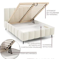 Furnistar Polsterbett LINO mit Bettkasten, Doppelbett mit Stauraum und Lattenrost