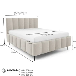 Furnistar Polsterbett LINO mit Bettkasten, Doppelbett mit Stauraum und Lattenrost