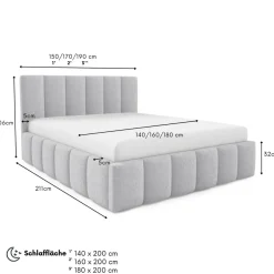 Furnistar Polsterbett LINO mit Bettkasten, Doppelbett mit Stauraum und Lattenrost