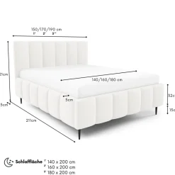 Furnistar Polsterbett LINO mit Bettkasten, Doppelbett mit Stauraum und Lattenrost