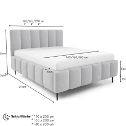 Furnistar Polsterbett LINO mit Bettkasten, Doppelbett mit Stauraum und Lattenrost