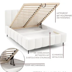 Furnistar Polsterbett LINO mit Bettkasten, Doppelbett mit Stauraum und Lattenrost