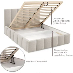 Furnistar Polsterbett LINO mit Bettkasten, Doppelbett mit Stauraum und Lattenrost