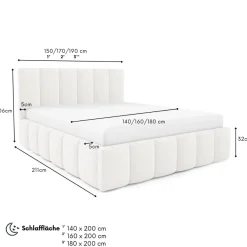 Furnistar Polsterbett LINO mit Bettkasten, Doppelbett mit Stauraum und Lattenrost