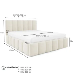 Furnistar Polsterbett LINO mit Bettkasten, Doppelbett mit Stauraum und Lattenrost