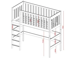 Furnlux Classic Hochbett LAURA - Graphit - 98 x 208 x 178 cm