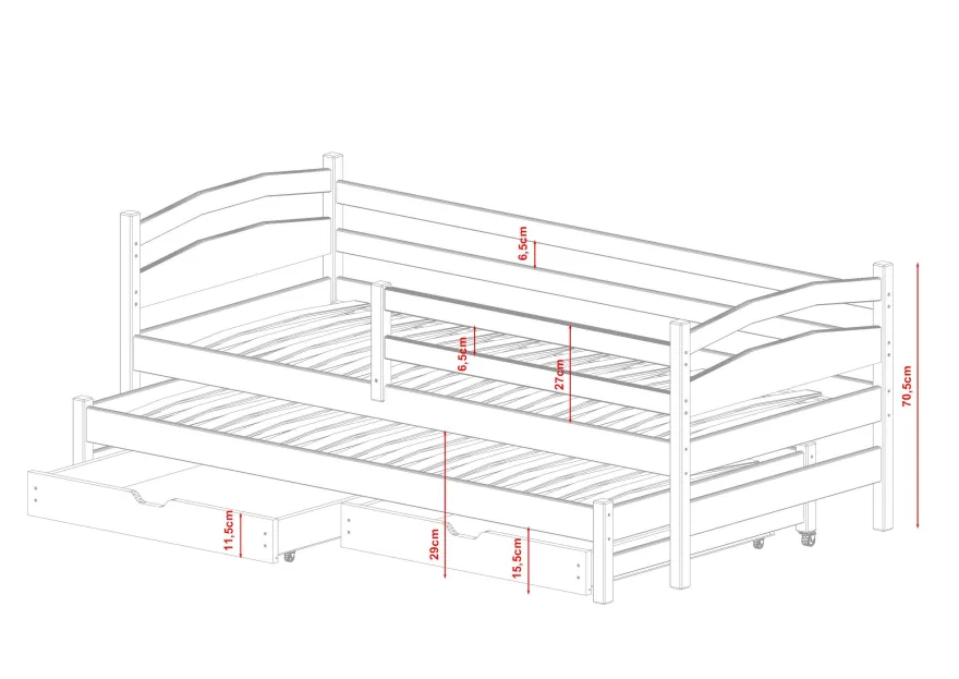Furnlux Classic Kinderbett TOSIA - Weiß - 98 x 198 x 71 cm