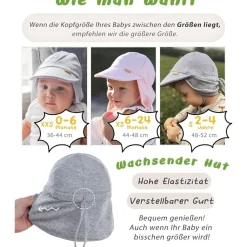 Furtalk Baby Kleinkind Sonnenhut UPF 50+ UV-Schutz Sommer Kappe mit Kinnriemen