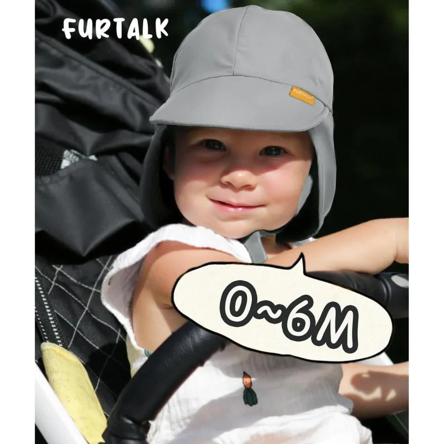Furtalk Baby Sonnenhut mit Nackenklappe, Kleinkind Kinder UPF 50+ UV-Schutz