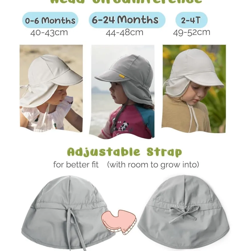 Furtalk Baby Sonnenhut mit Nackenklappe, Kleinkind Kinder UPF 50+ UV-Schutz