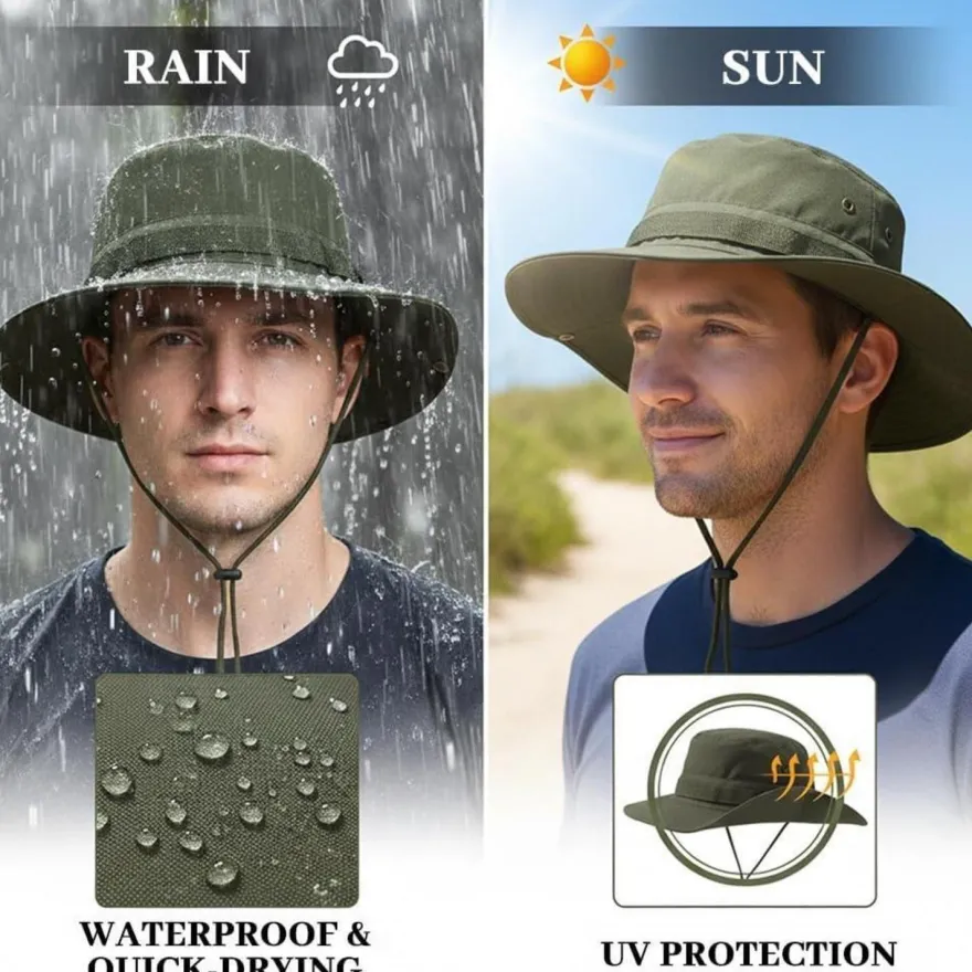 FYting Sonnenhut Herren, Fischerhut Damen, Wanderhut mit Winddichtem Seil