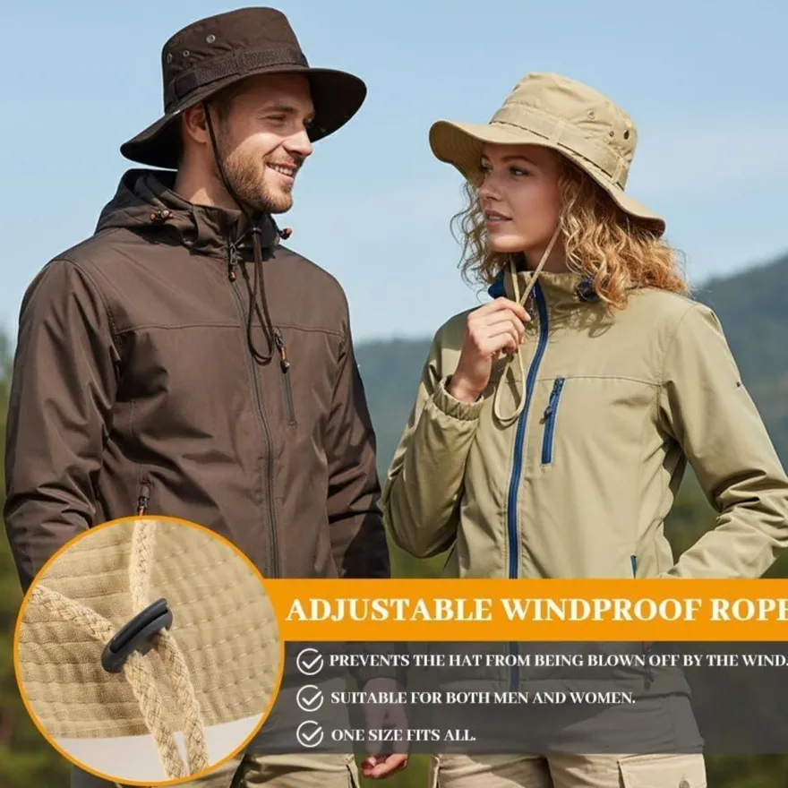 FYting Sonnenhut Herren, Fischerhut Damen, Wanderhut mit Winddichtem Seil