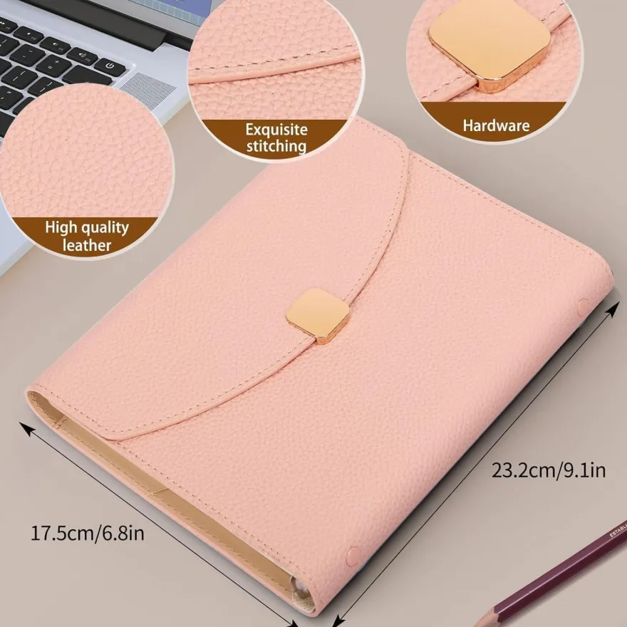 FYY A5 Ringbinder Notizbuch 6-Ring rosa