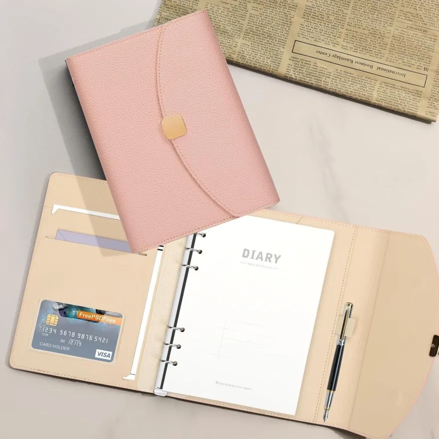 FYY A5 Ringbinder Notizbuch 6-Ring rosa