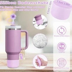 Gaditiek 11tlg Stanley Cup Zubehör Set mit Auslaufschutz & Silikonhülle