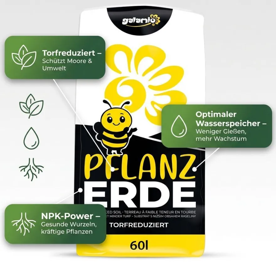 Galamio Pflanzerde torfreduziert 60l x 12 Sack 720l 12er Palette
