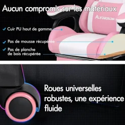 Gaming Stuhl Massage RGB LED Bürostuhl Ergonomisch mit Kopfstütze Lendenkissen