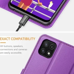 Ganbary Flipcase für Galaxy A22 5G, Violett in Lederoptik