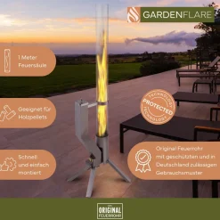 Gardenflare Feuerrohr aus Edelstahl in Silber für Outdoor-Bereiche