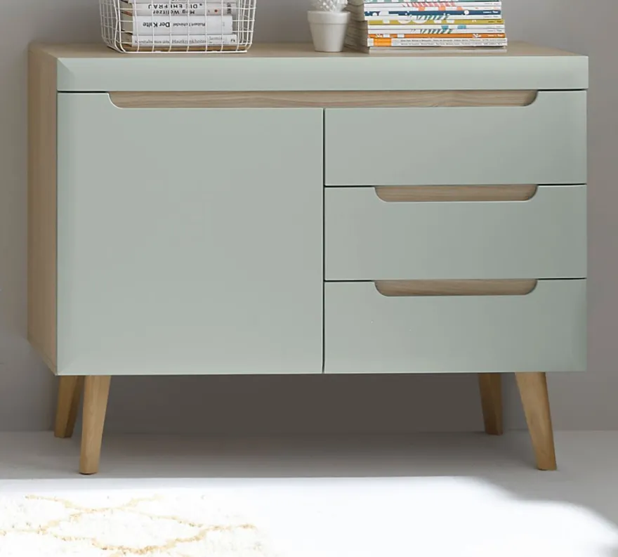 Garderobe Flurgarderobe in Pistazie Eiche Flur Möbel Set 3-tlg. mit Sideboard Isgard