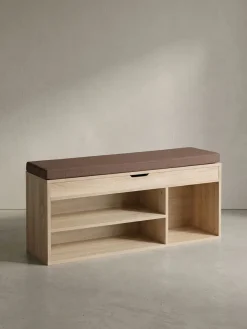 Garderobenbank Basilicata Stoffbezug gepolstert mit Stauraum 104x51x32 cm